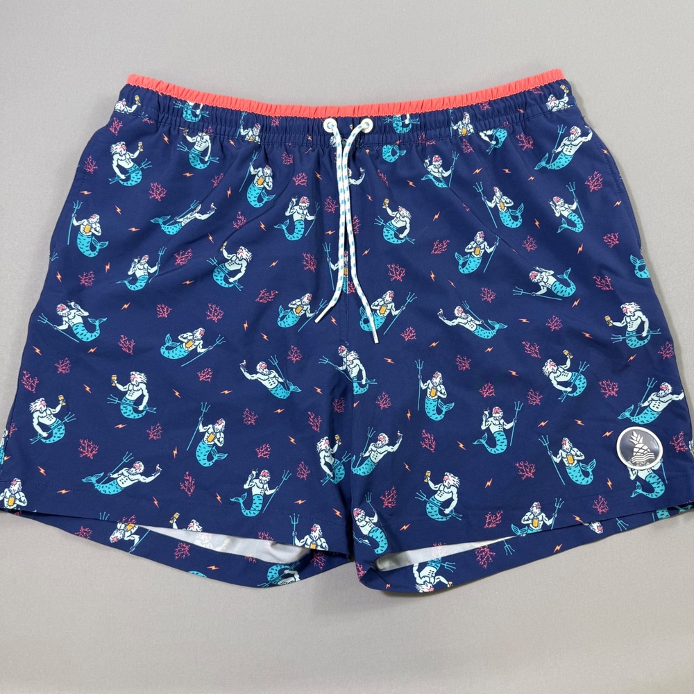 Chubbies Swim Trunks 5.5" Mens XL Lined Navy Blue Merman King Neptune Beach Surf